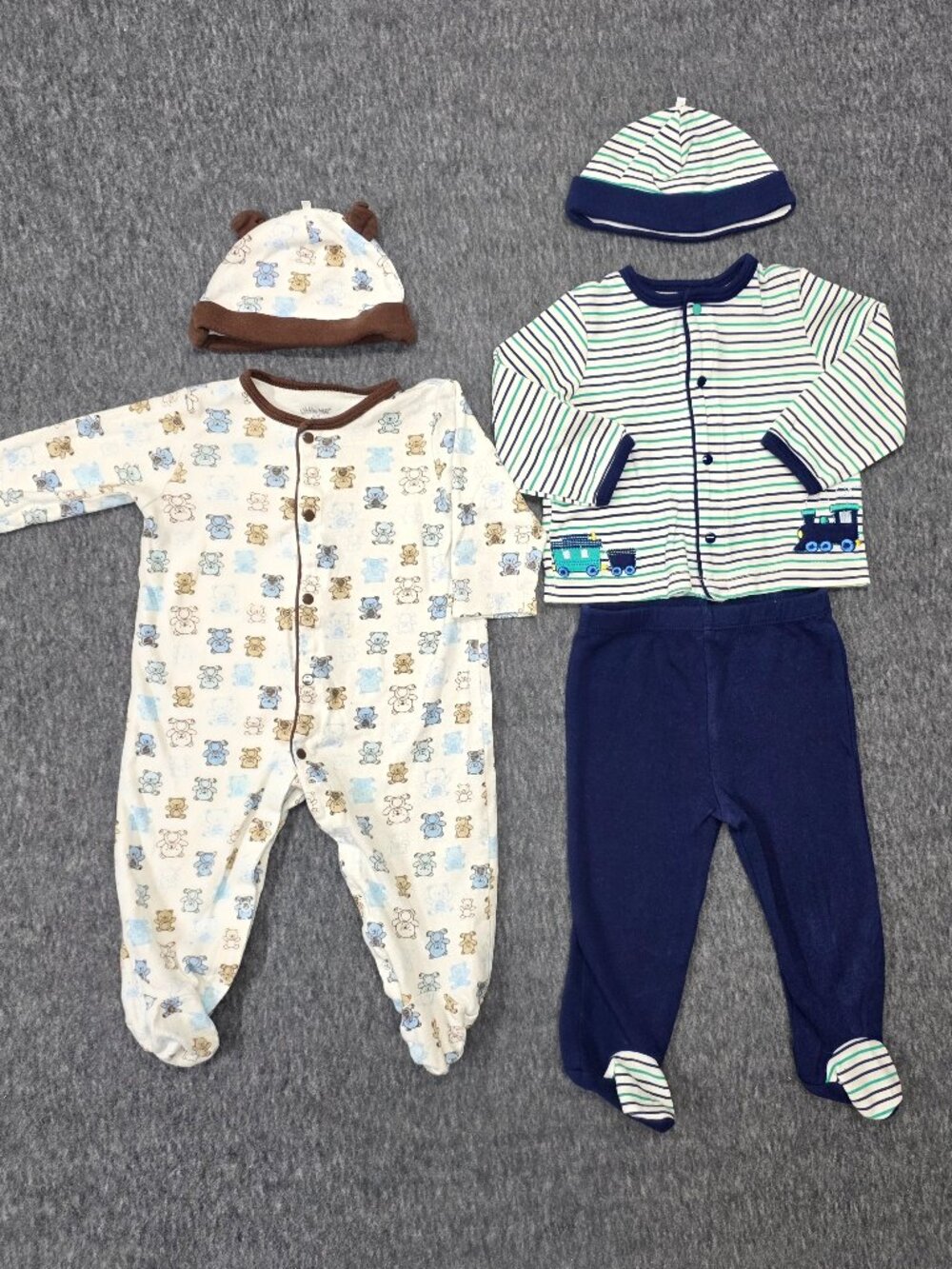 Little Me Baby Boys 9M Train Bear Outfit Bundle 5 Pieces 100% Cotton